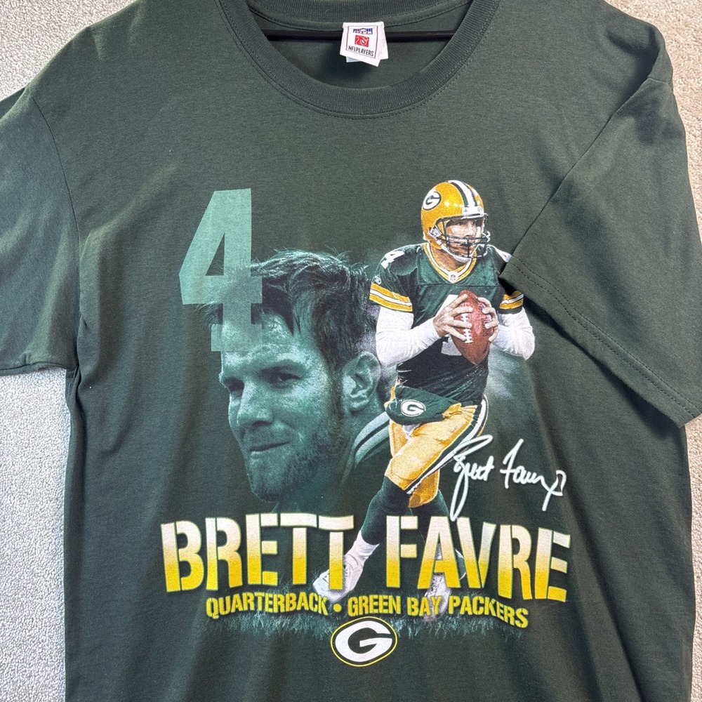 Vintage Brett Favre T Shirt Men's Large Green Bay Packers #4 NFL Players Y2K